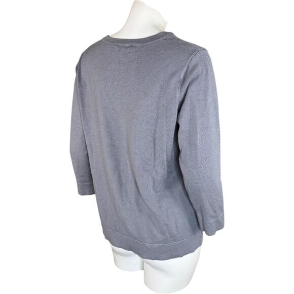 Attitudes by Renee Printed Statement Sweater Heart Flutters Medium Gray - Picture 8 of 13